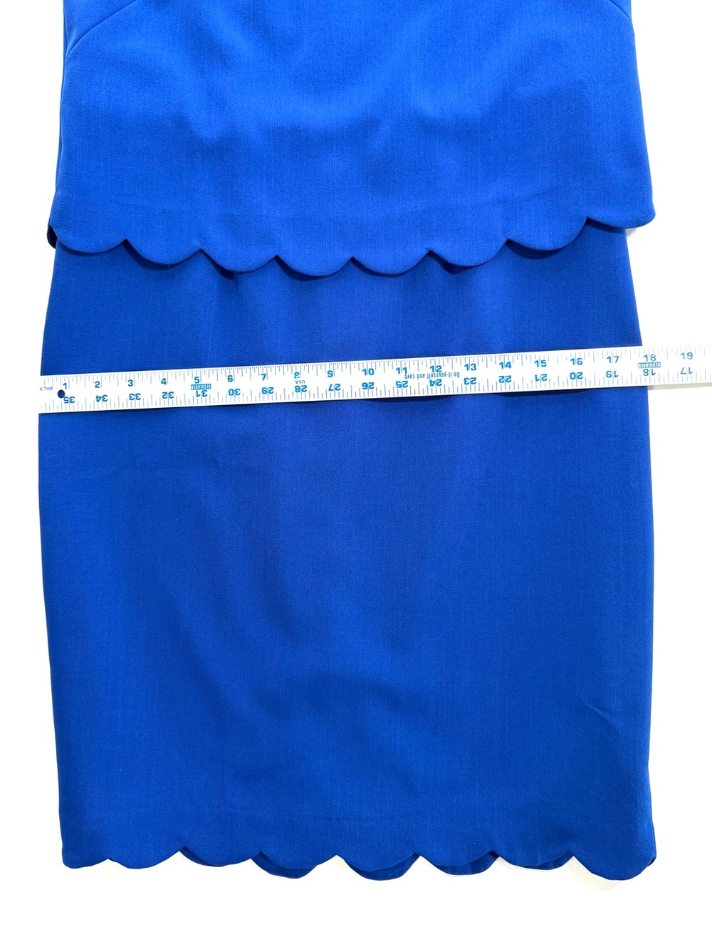 Saks Fifth Avenue Black label Royal Blue Scalloped Layer Shift Dress Size 2 - Picture 7 of 14